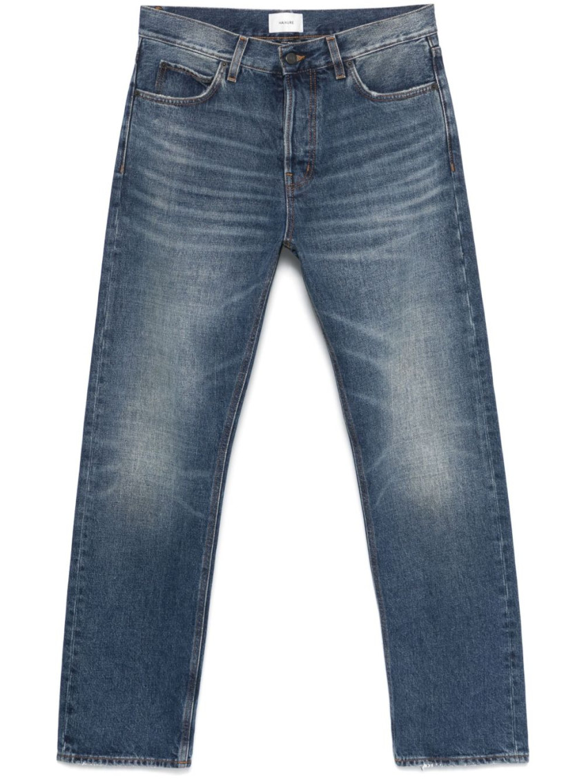 Haikure Belt Loop Jeans With Contrast Stitching And Faded Effect In Blue