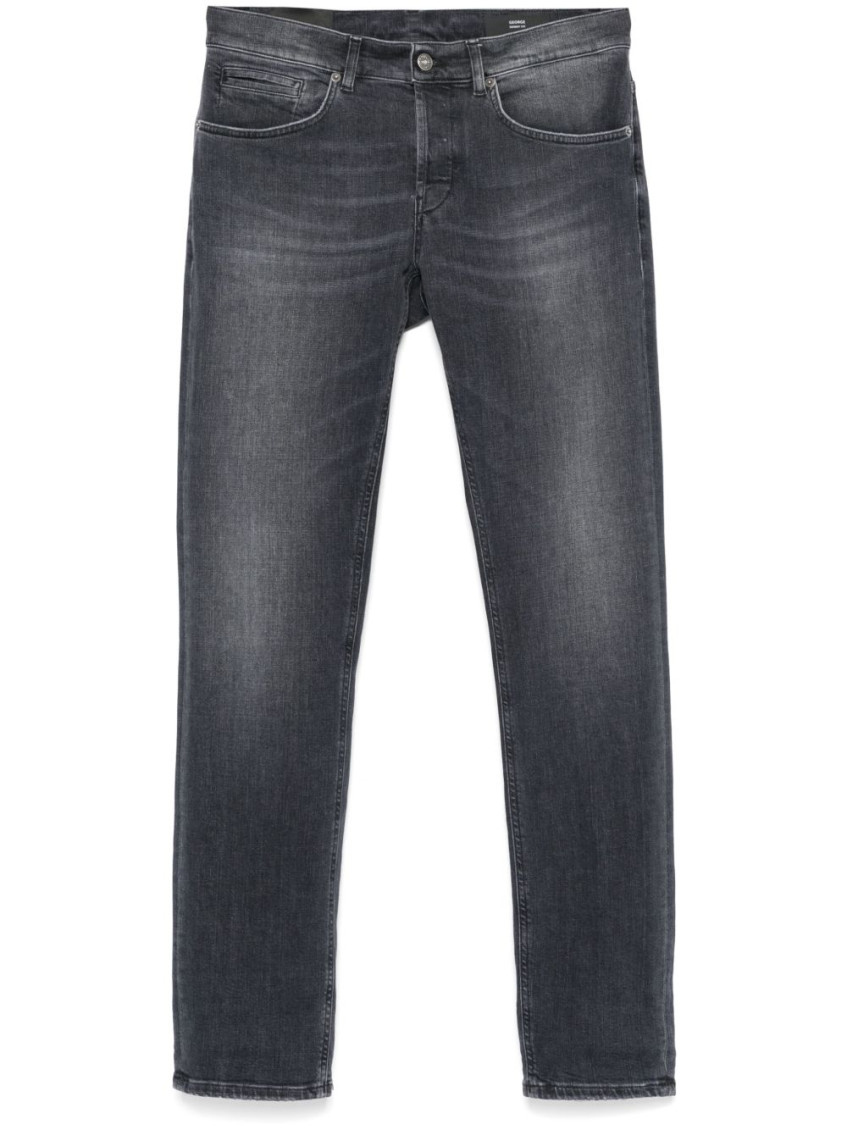 Dondup Grey Denim Jeans With Concealed Fly In Black