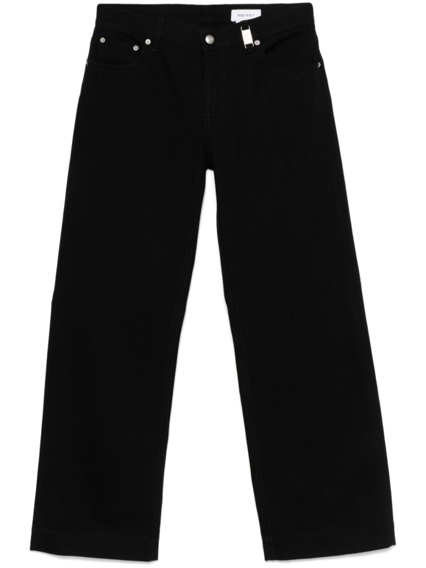 Alexander Mcqueen Skull Detailed Straight-leg Jeans In Black