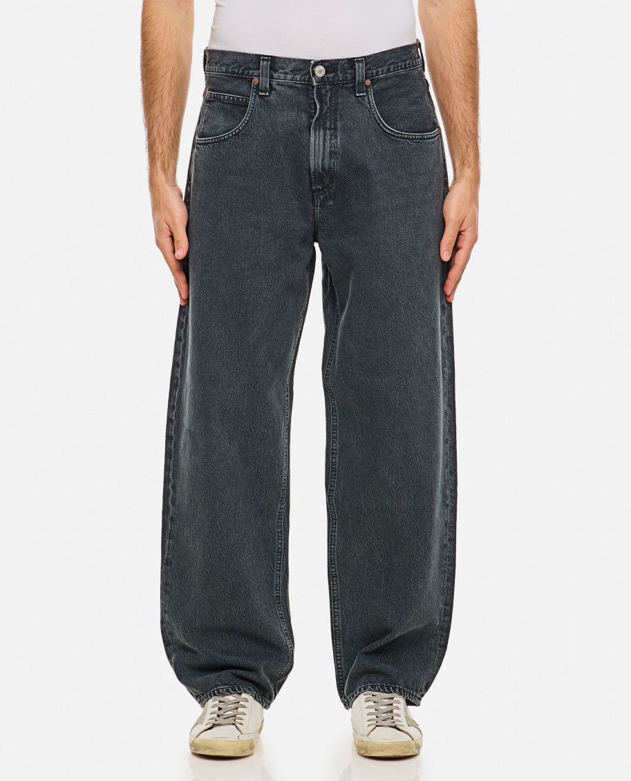 Agolde Faded Relaxed Wide-leg Fusion Jeans In Black