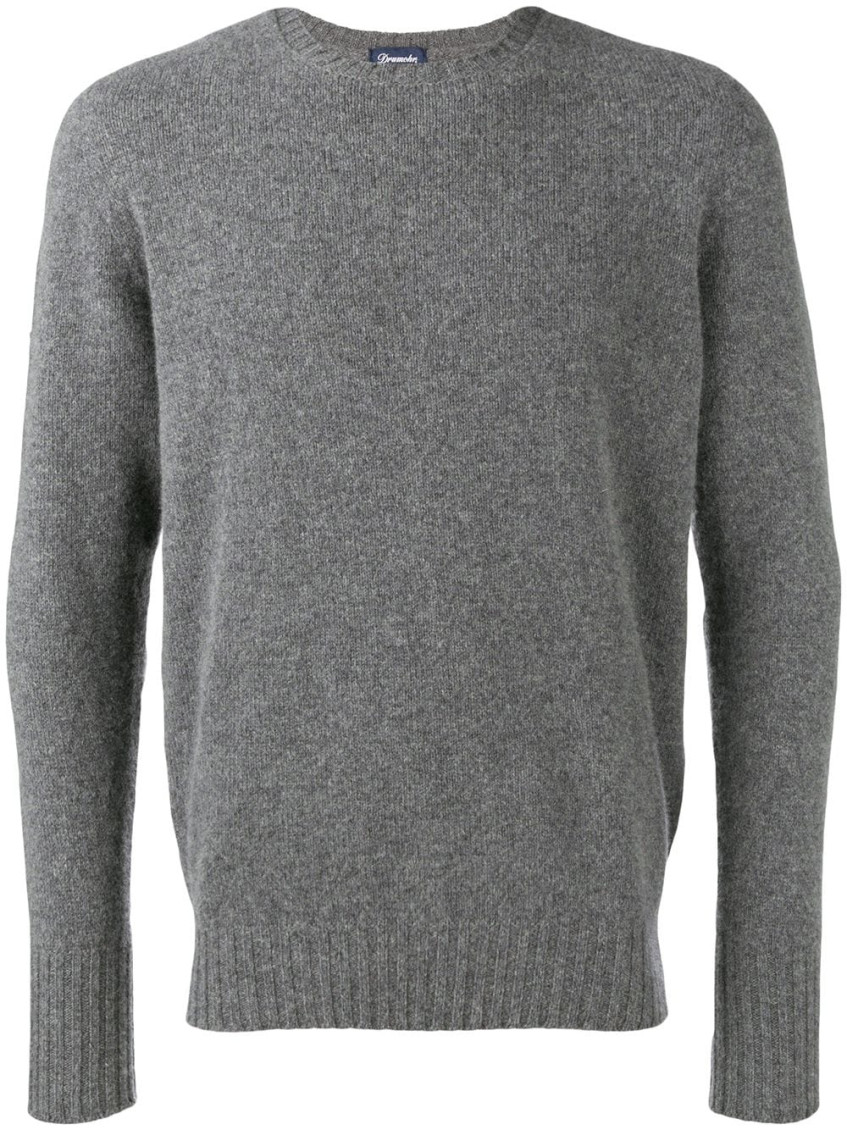 Drumohr Grey Lamb Wool Classic Jumper In Grey