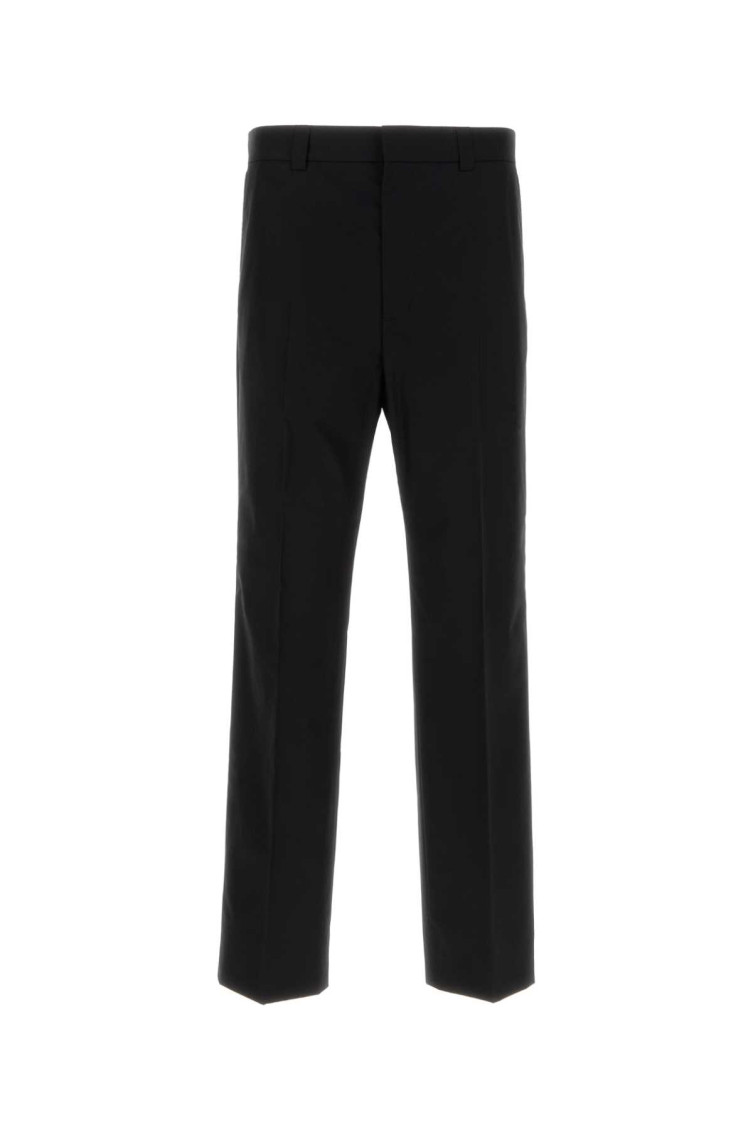Gucci Wool Blend Twill Bush Trousers In Black