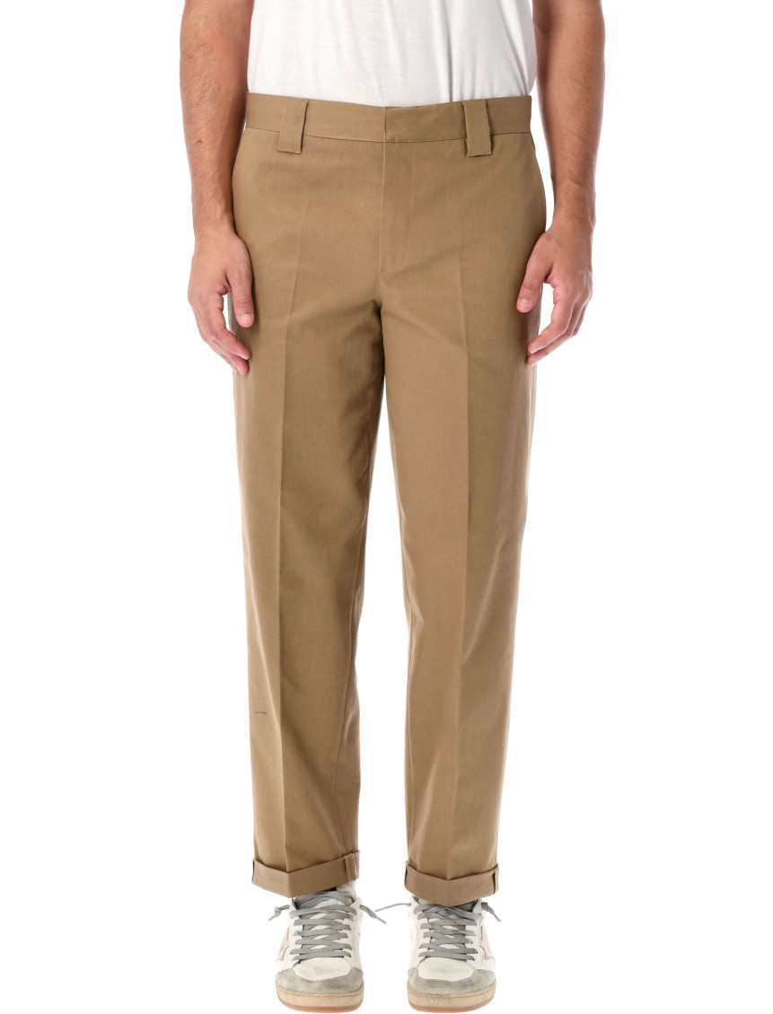 Golden Goose Khaki Beige Cotton Blend Trousers In Beige
