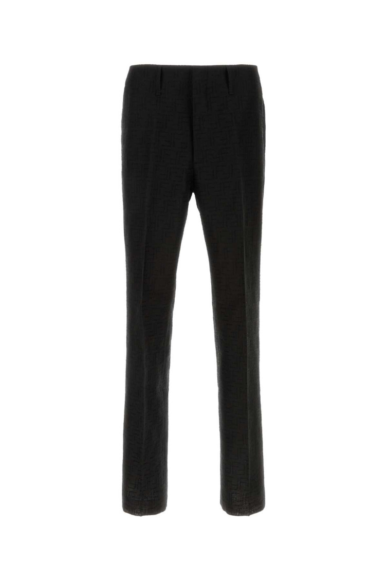 Fendi Cotton And Hemp Blend Trousers. In Black