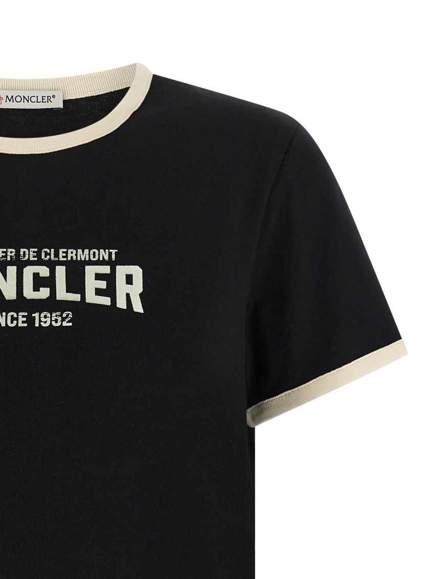 Moncler Black Crew Neck Logo Print T-shirt