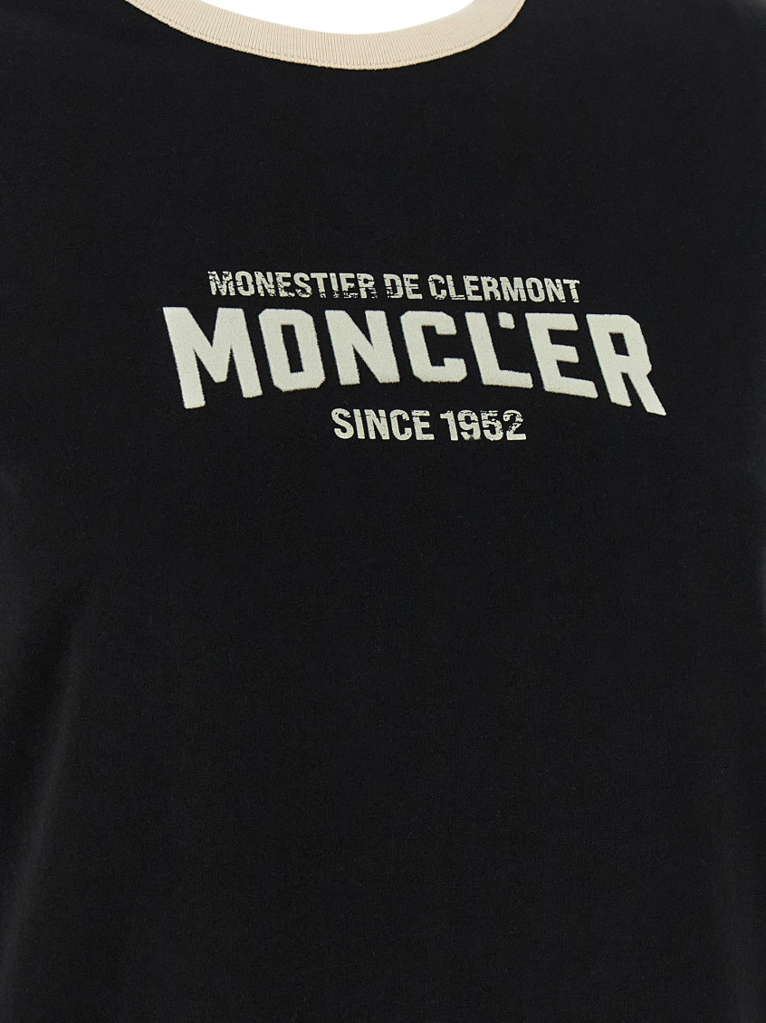Moncler Black Crew Neck Logo Print T-shirt