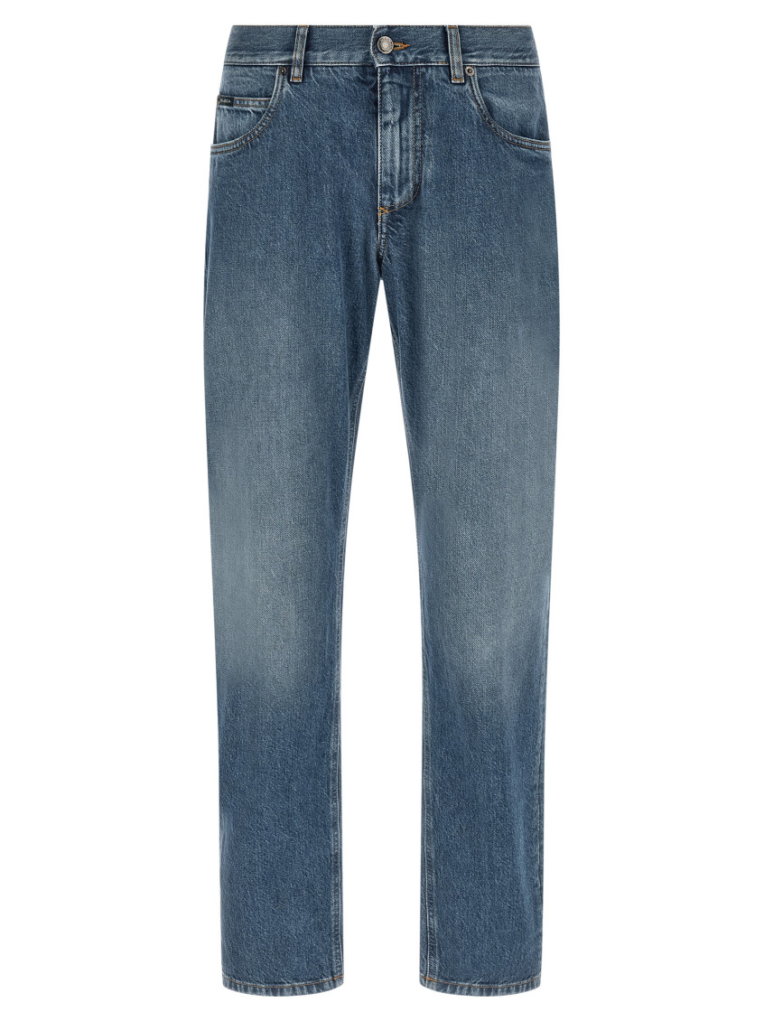 Dolce & Gabbana Blue Logo Embroidery Jeans for Men Online India at