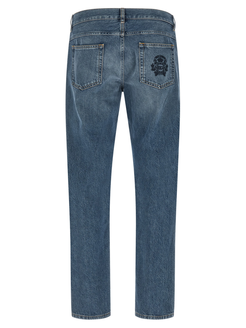 Dolce & Gabbana Blue Logo Embroidery Jeans for Men Online India at
