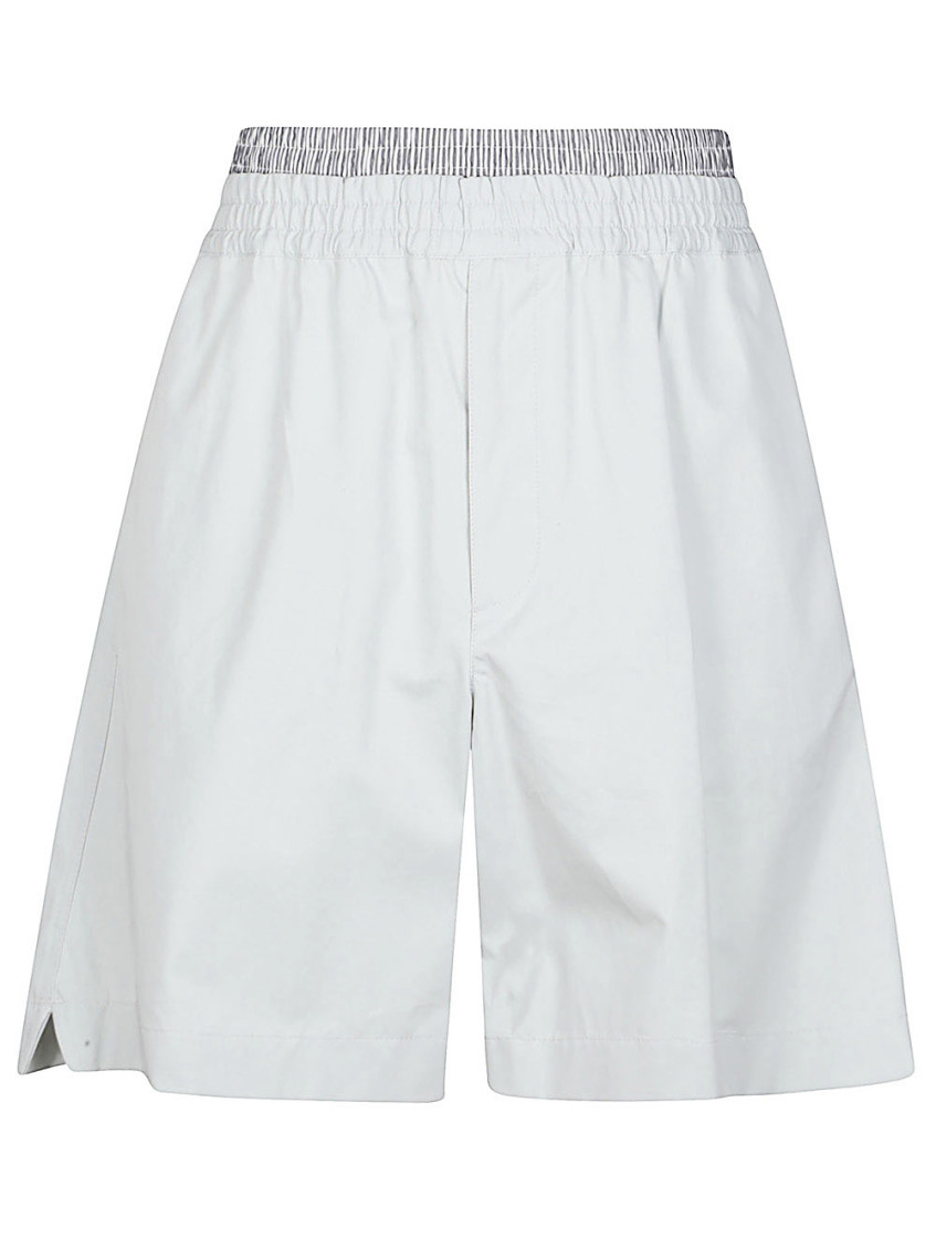 Bottega Veneta Layered Elastic Waist Shorts Pockets In Light Blue