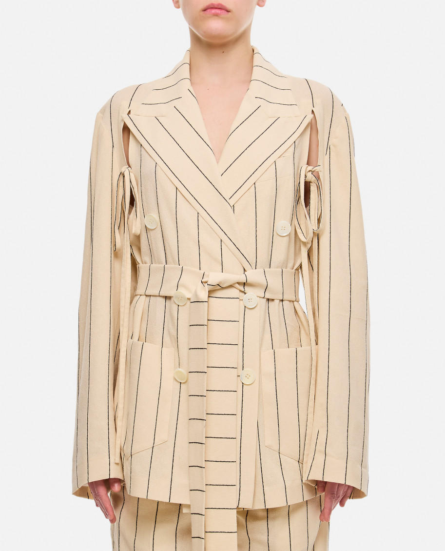Shop Setchu Beige Double Breasted Blazer