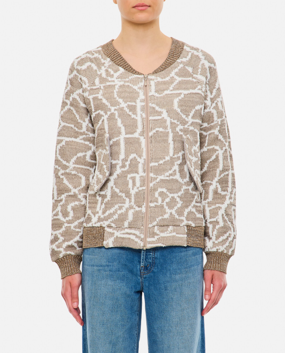 Vitelli Patterned Zip-front Cardigan In Grey