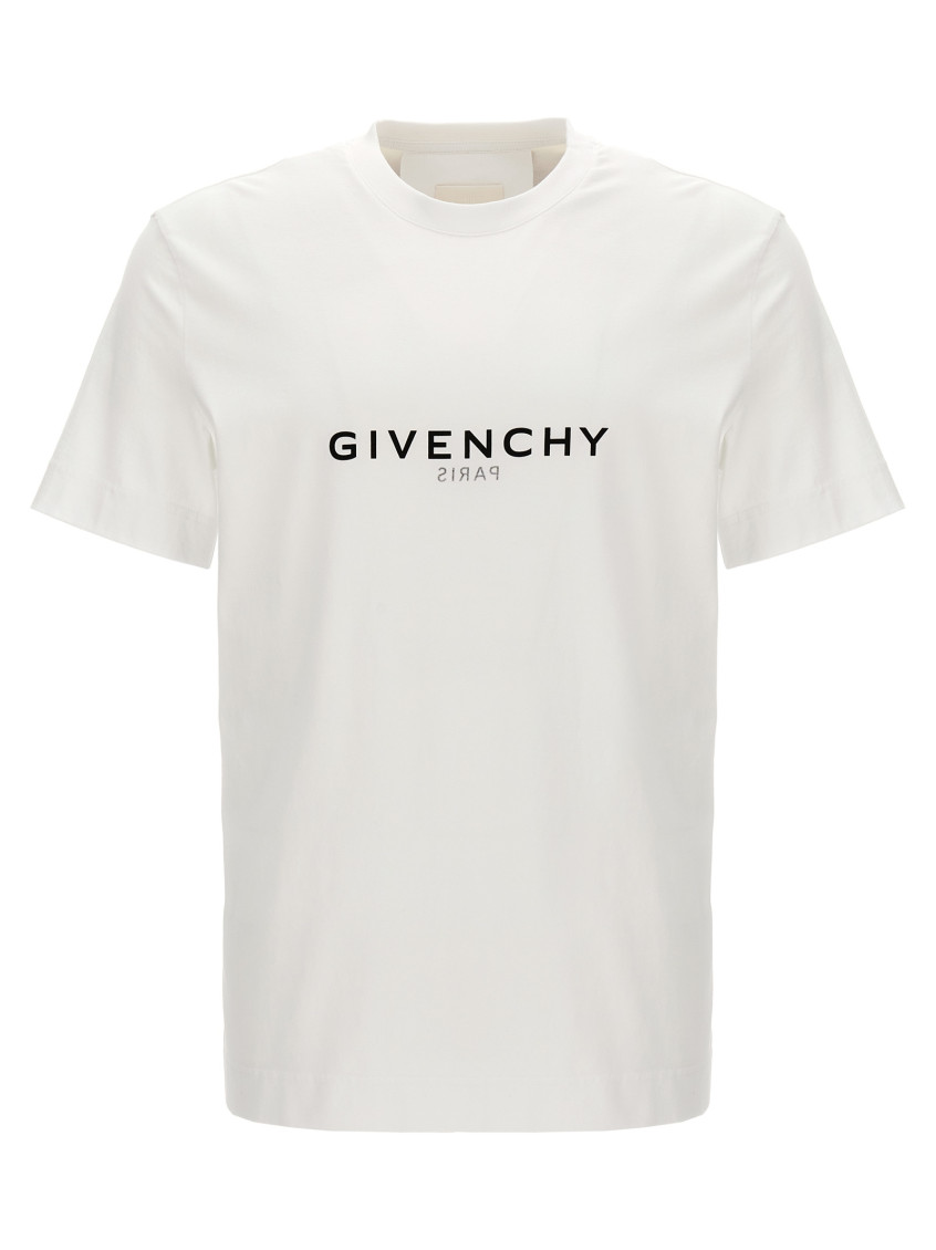 Givenchy White Crewneck T-shirt With Logo Print In Cotton Man In White