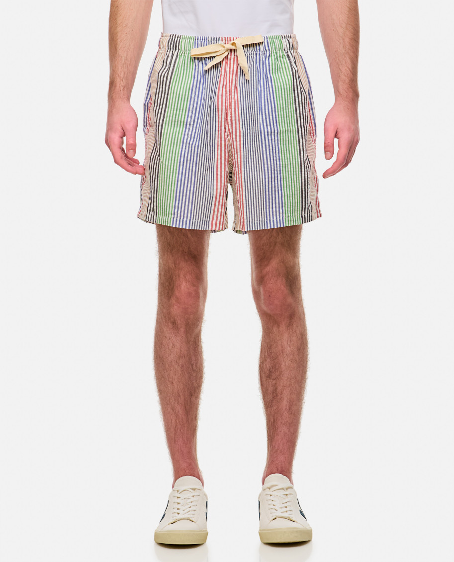 Howlin' Striped-pattern Seersucker-texture Shorts In Multicolor