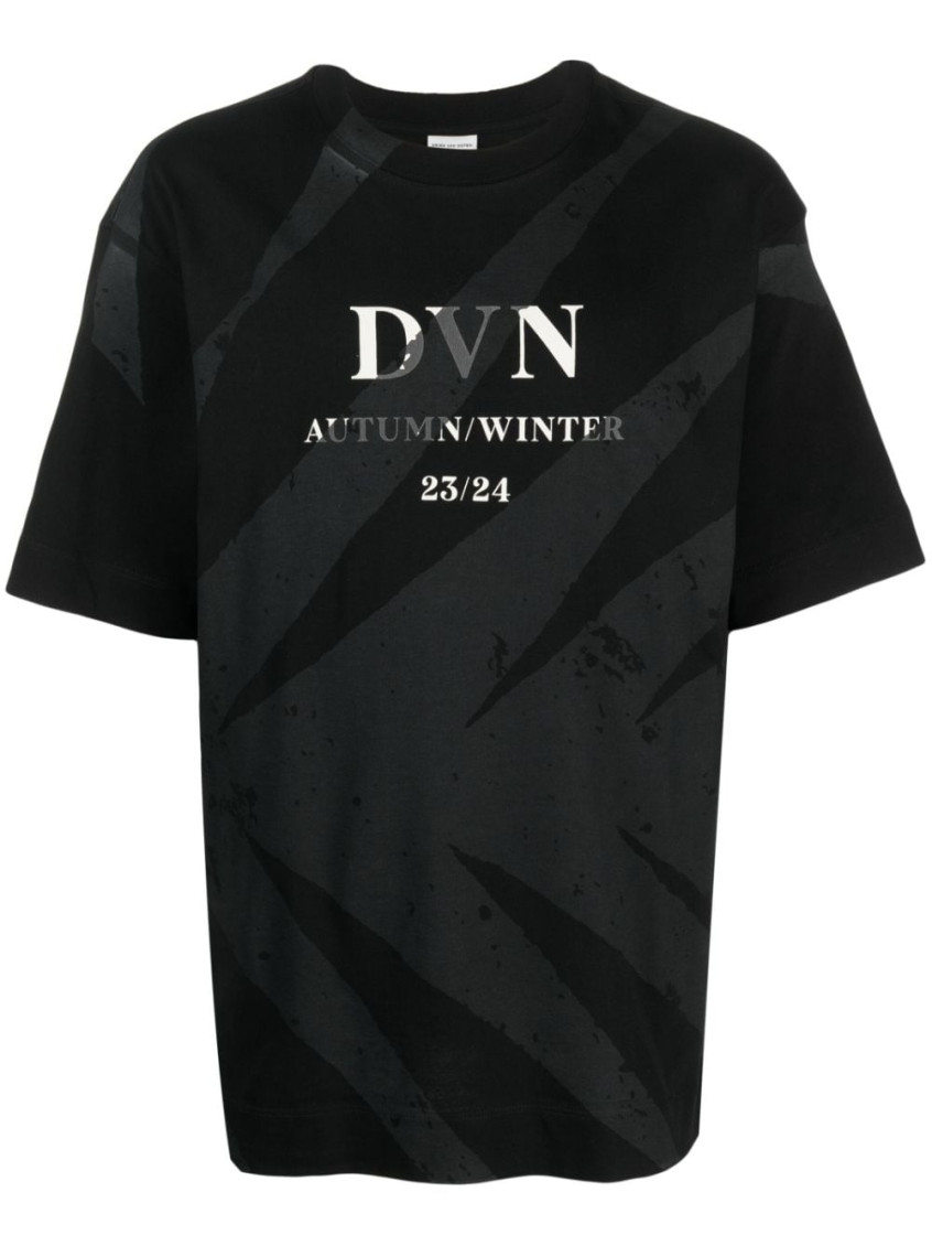 Dries Van Noten Black Cotton T-shirt for Men Online USA at Darveys.com