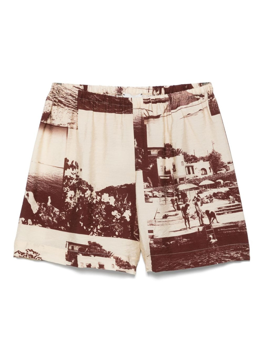 ALYSI BROWN PRINTED SHORTS