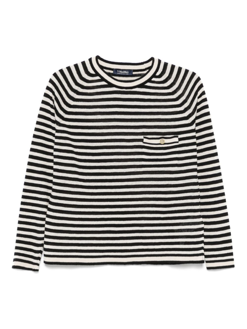 Max Mara Black Linen Striped Sweater