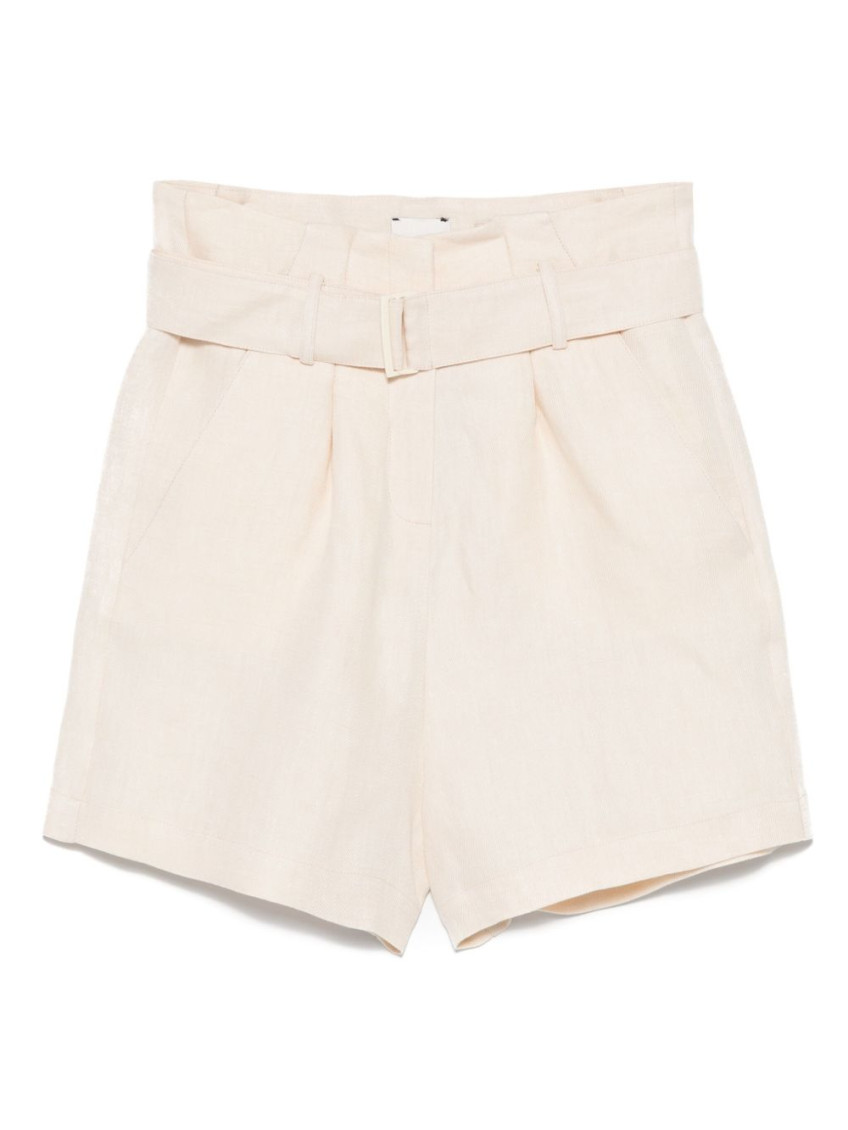 ALYSI BEIGE LINEN BERMUDA SHORTS