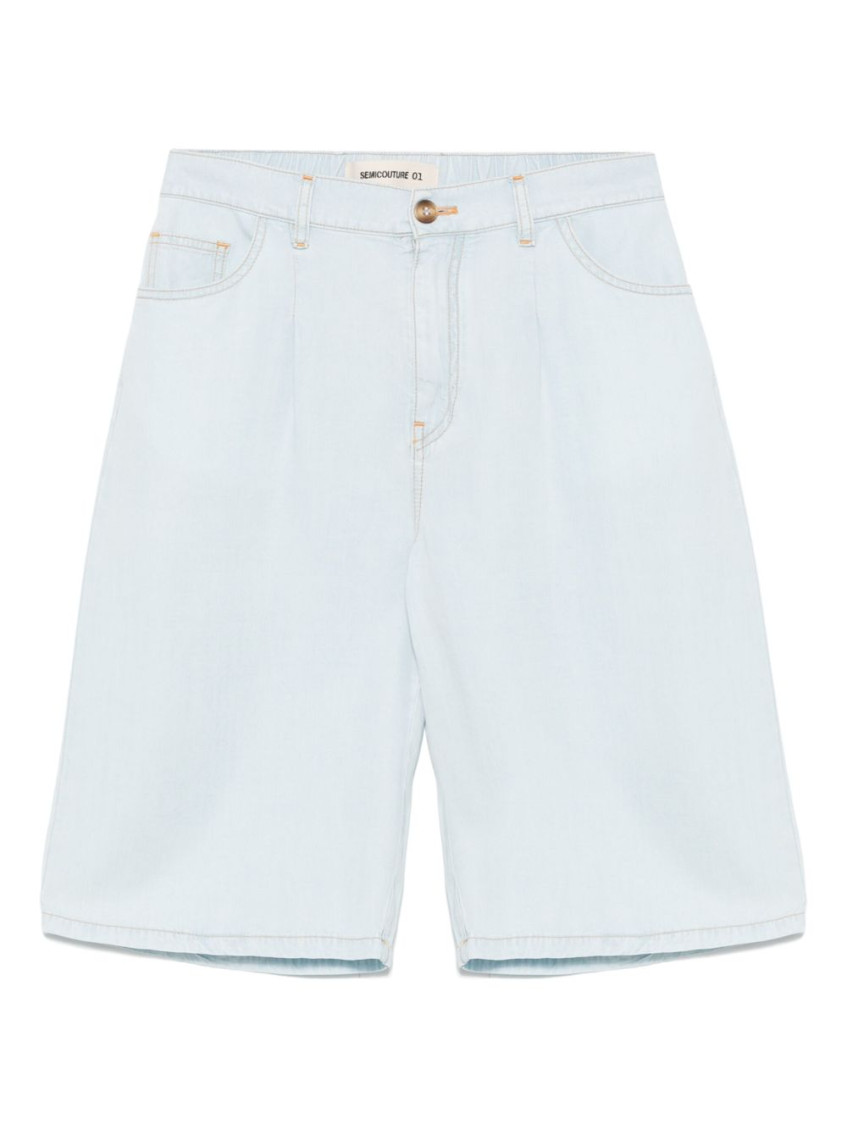 Shop Semicouture Sky Blue Ellen Bermuda Shorts