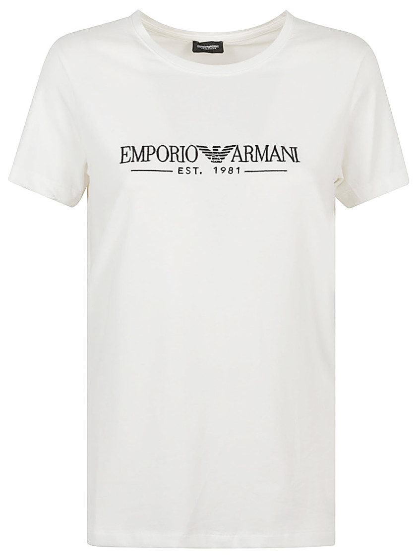 Emporio Armani White Cotton T-shirts And Polos