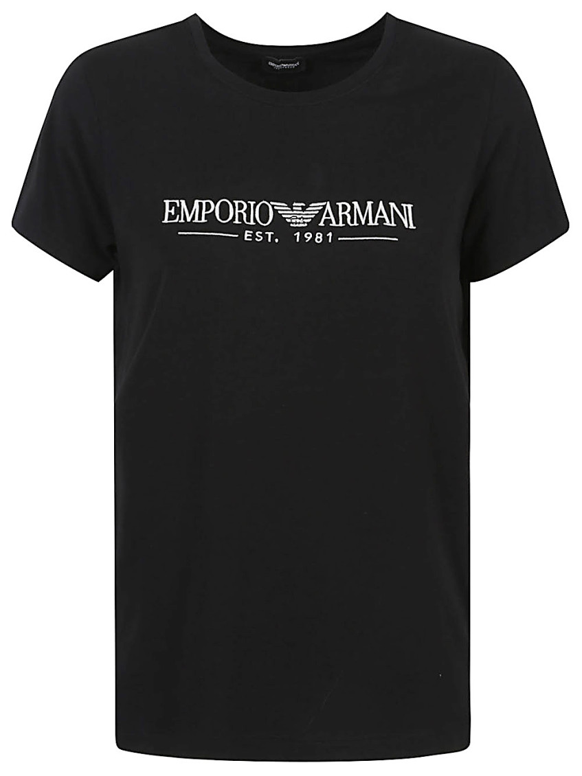 EMPORIO ARMANI BLACK CREWNECK COTTON T-SHIRT