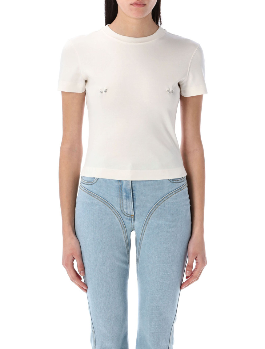 Mugler Woman T-shirt White Size Xs Cotton In White