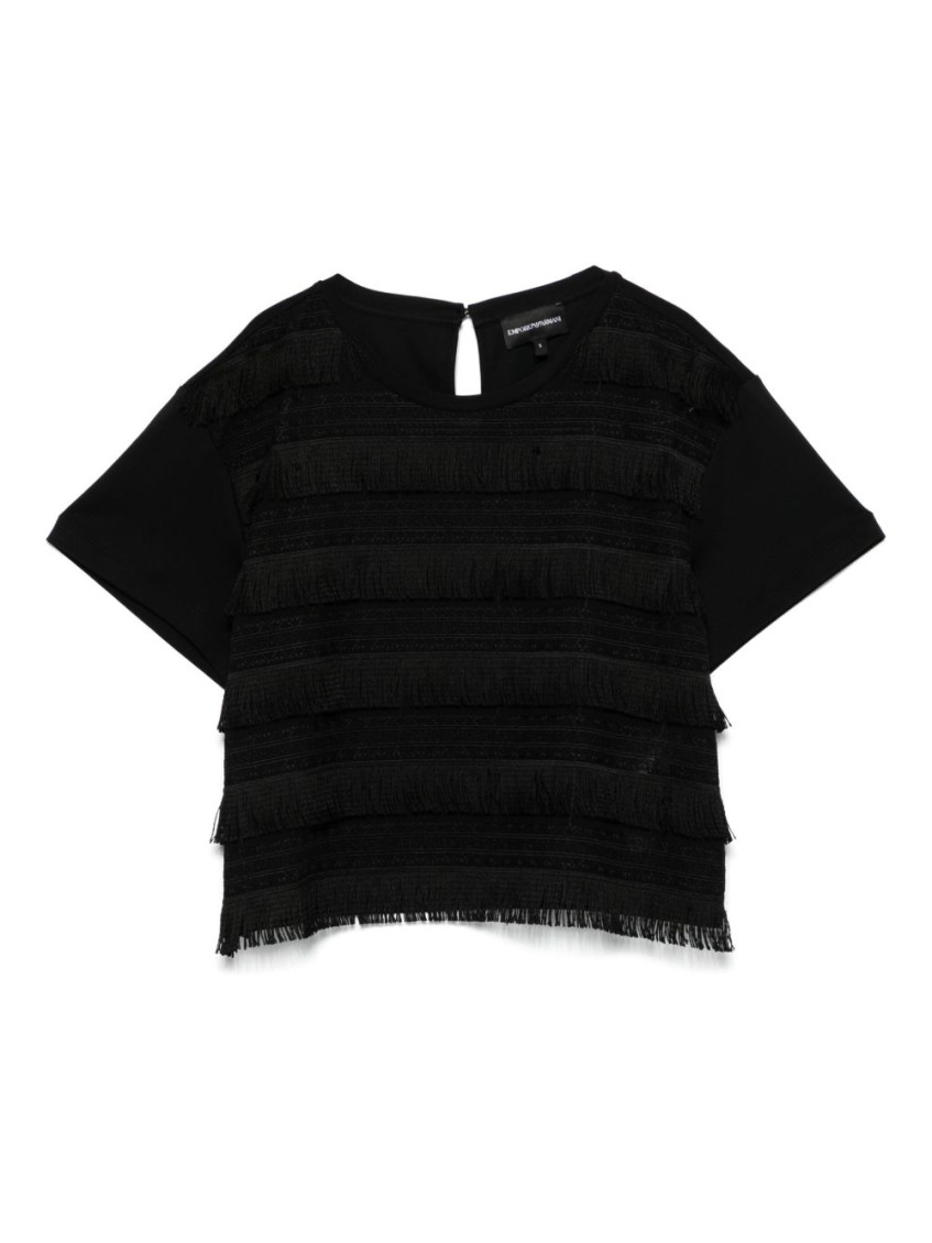 Emporio Armani Crew Neck Fringe T-shirt Keyhole Back