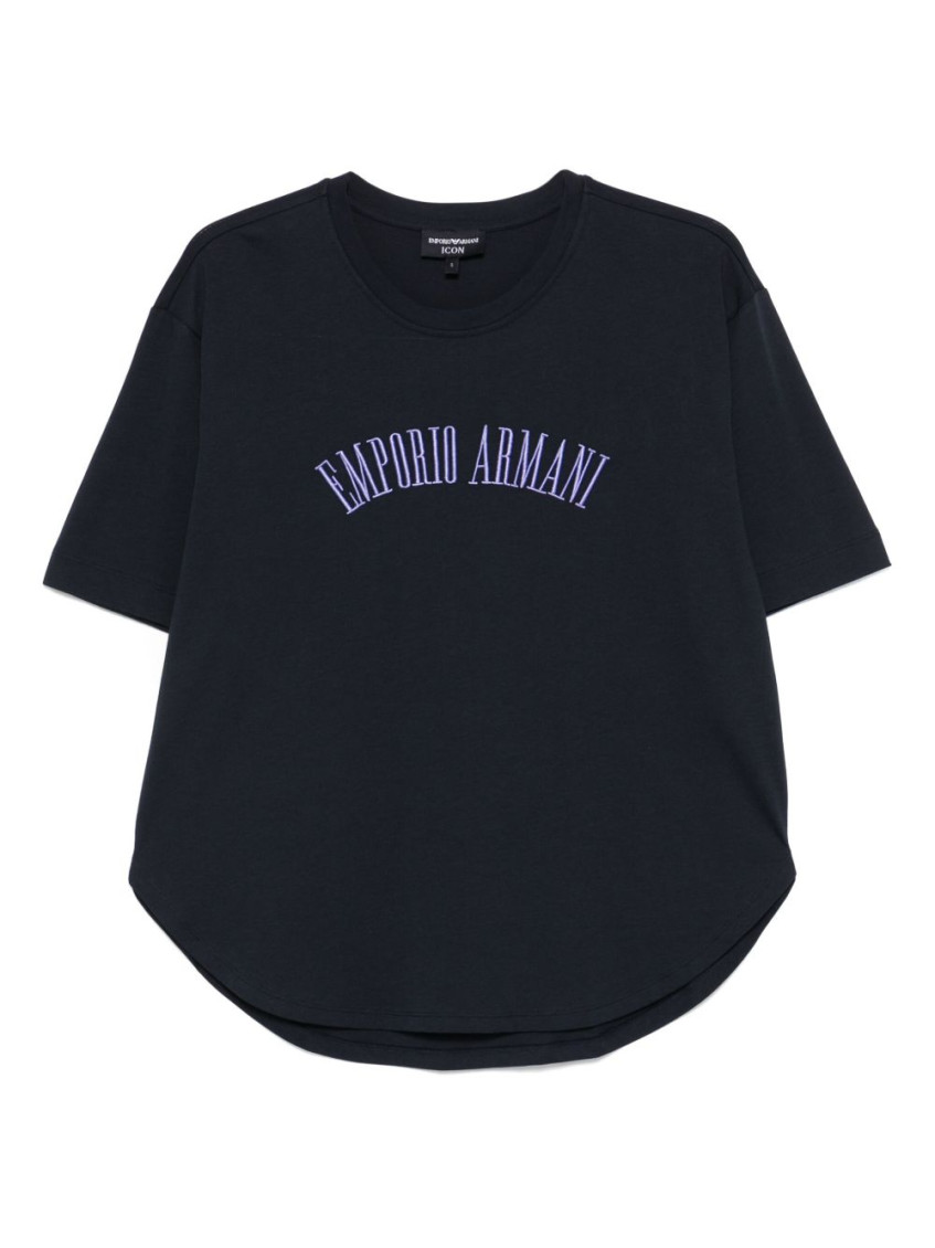Emporio Armani Crew Neck Cotton T-shirt With Curved Hem