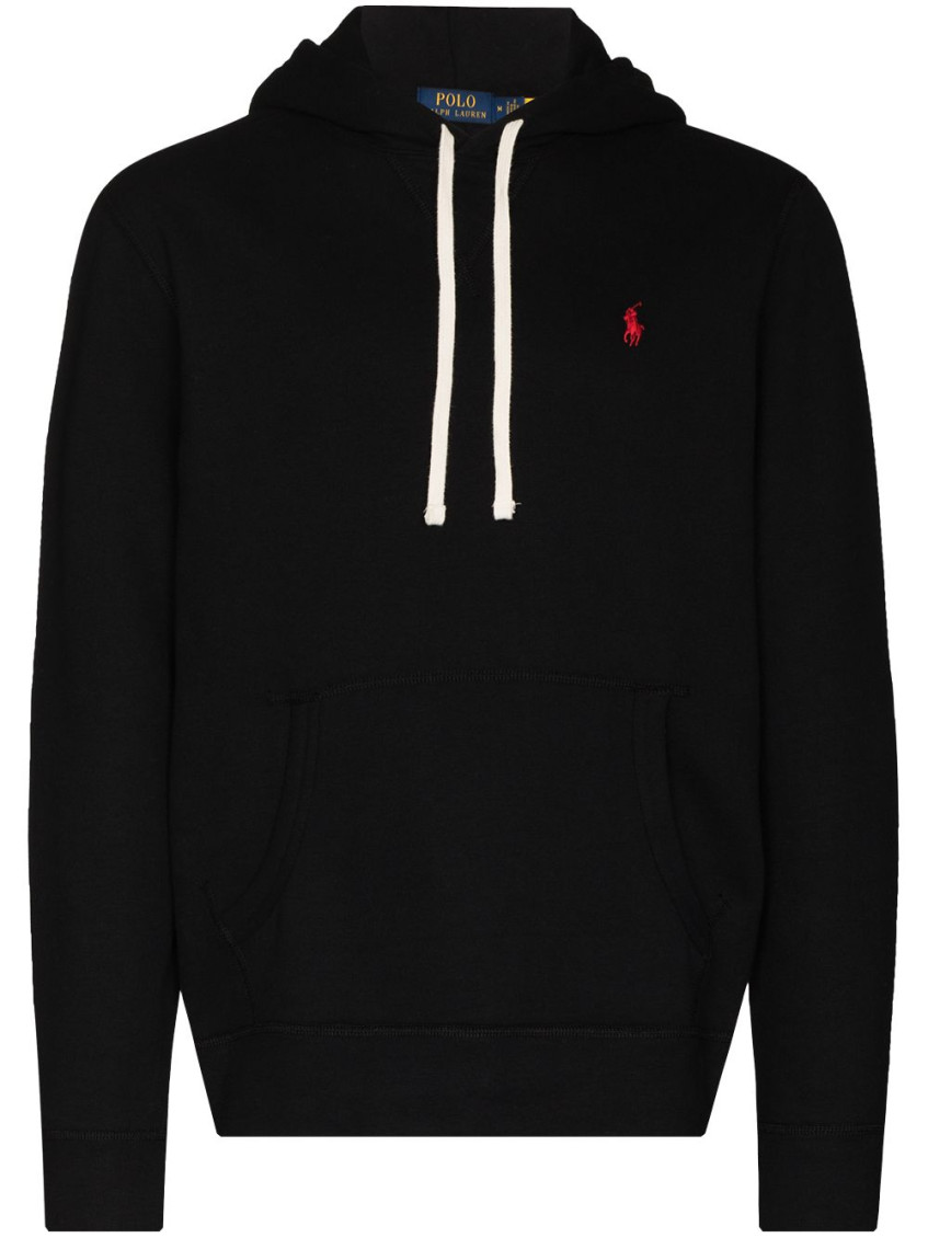 Shop Polo Ralph Lauren Black Logo Embroidery Hoodie