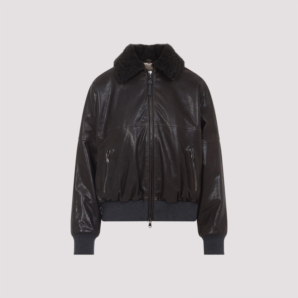 Brunello Cucinelli Brown Leather Jacket