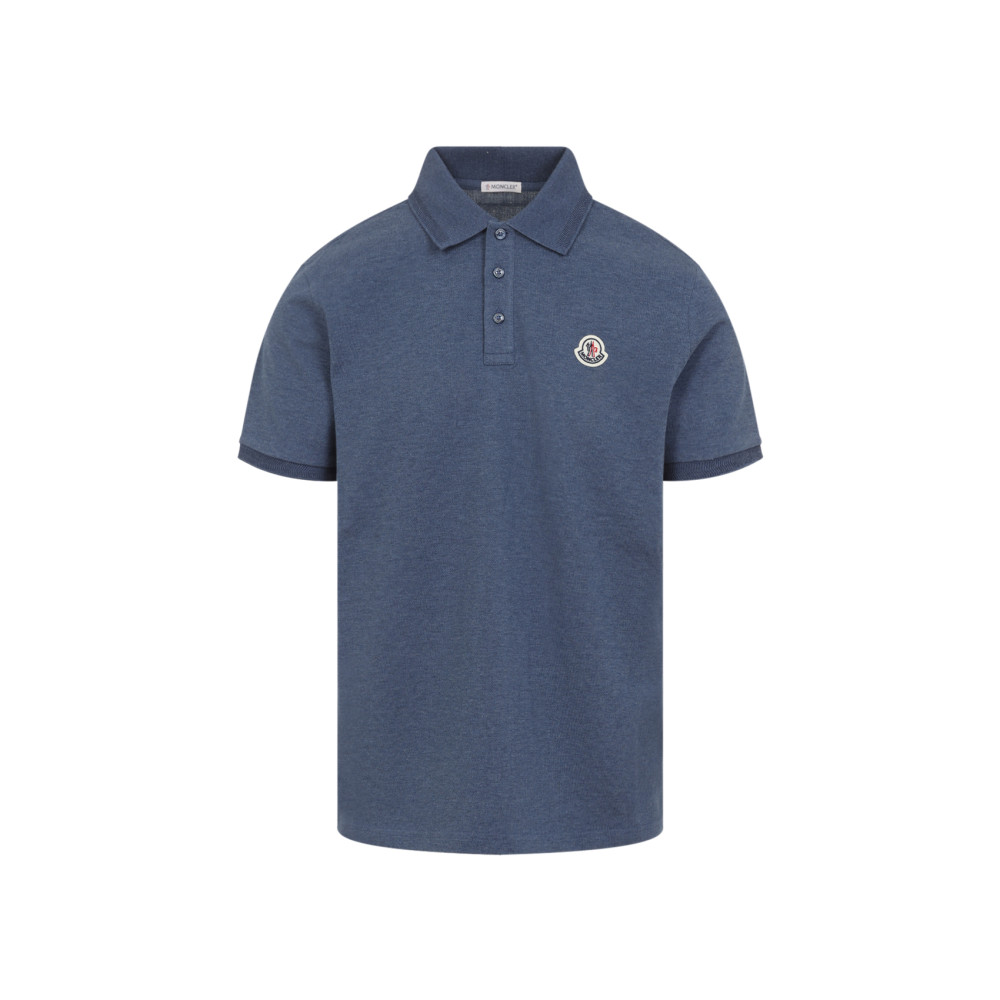 Moncler Blue Tricol-trimmed Pique Polo Shirt