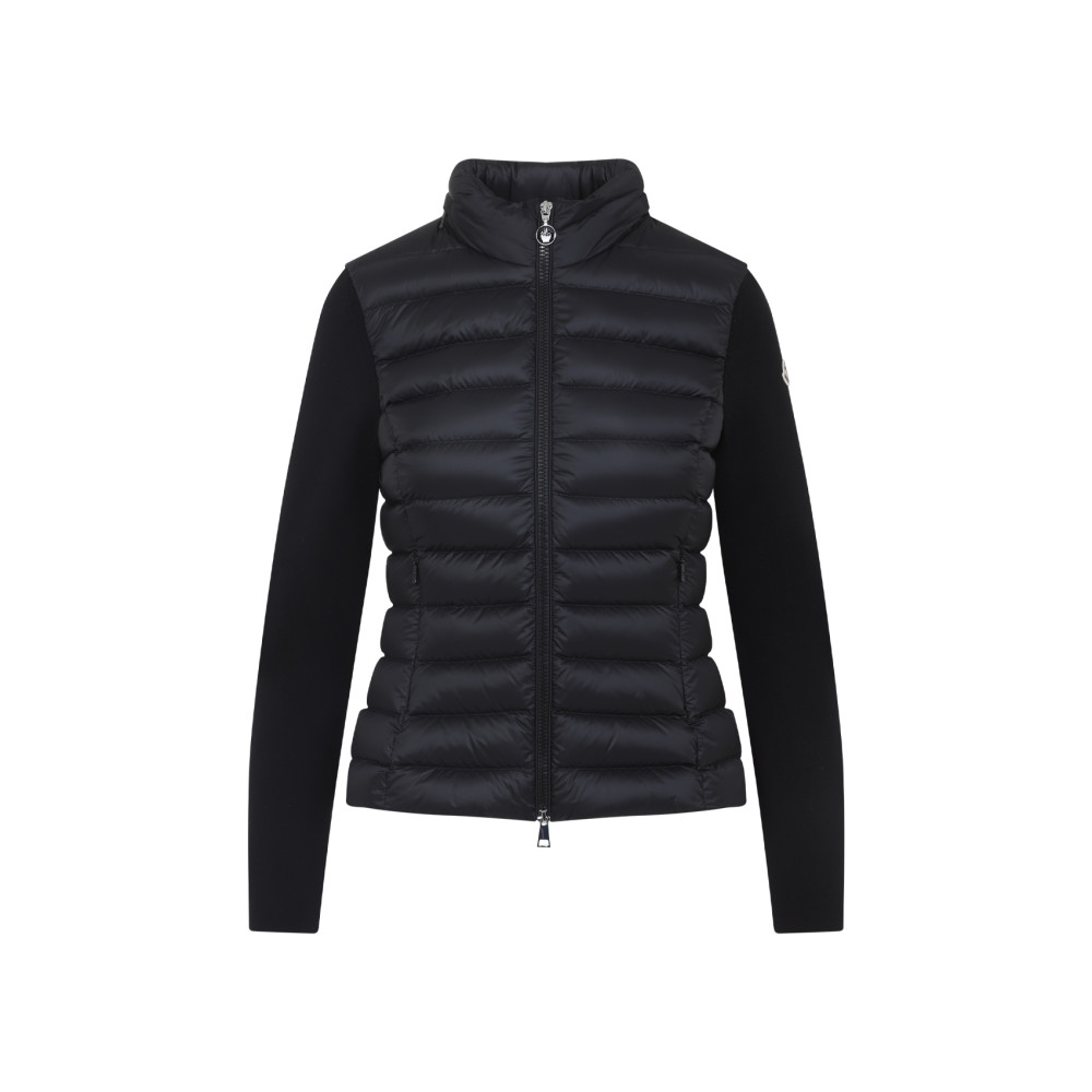 Moncler Quilted Zip-up Cardigan In Black