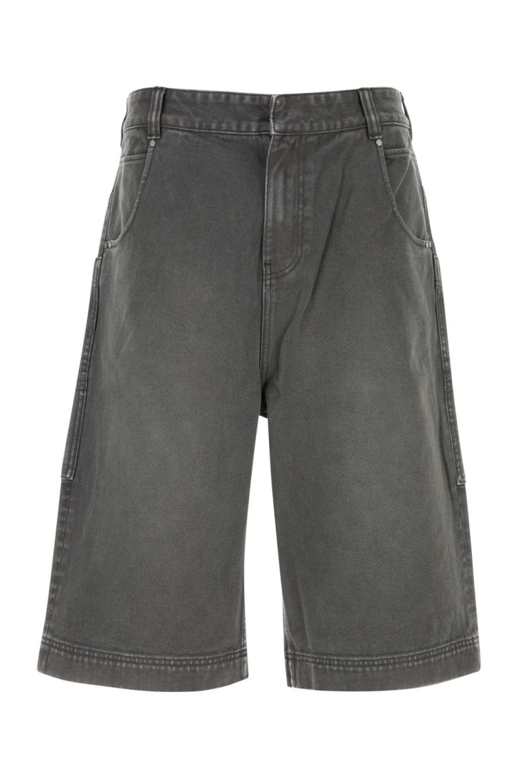 Entire Studios Dark Grey Denim Bermuda Shorts In Gray