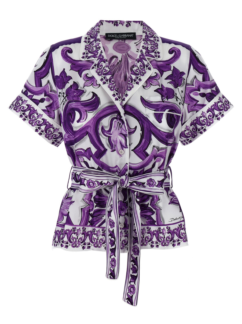Dolce & Gabbana Majolica Print Silk Twill Shirt Women