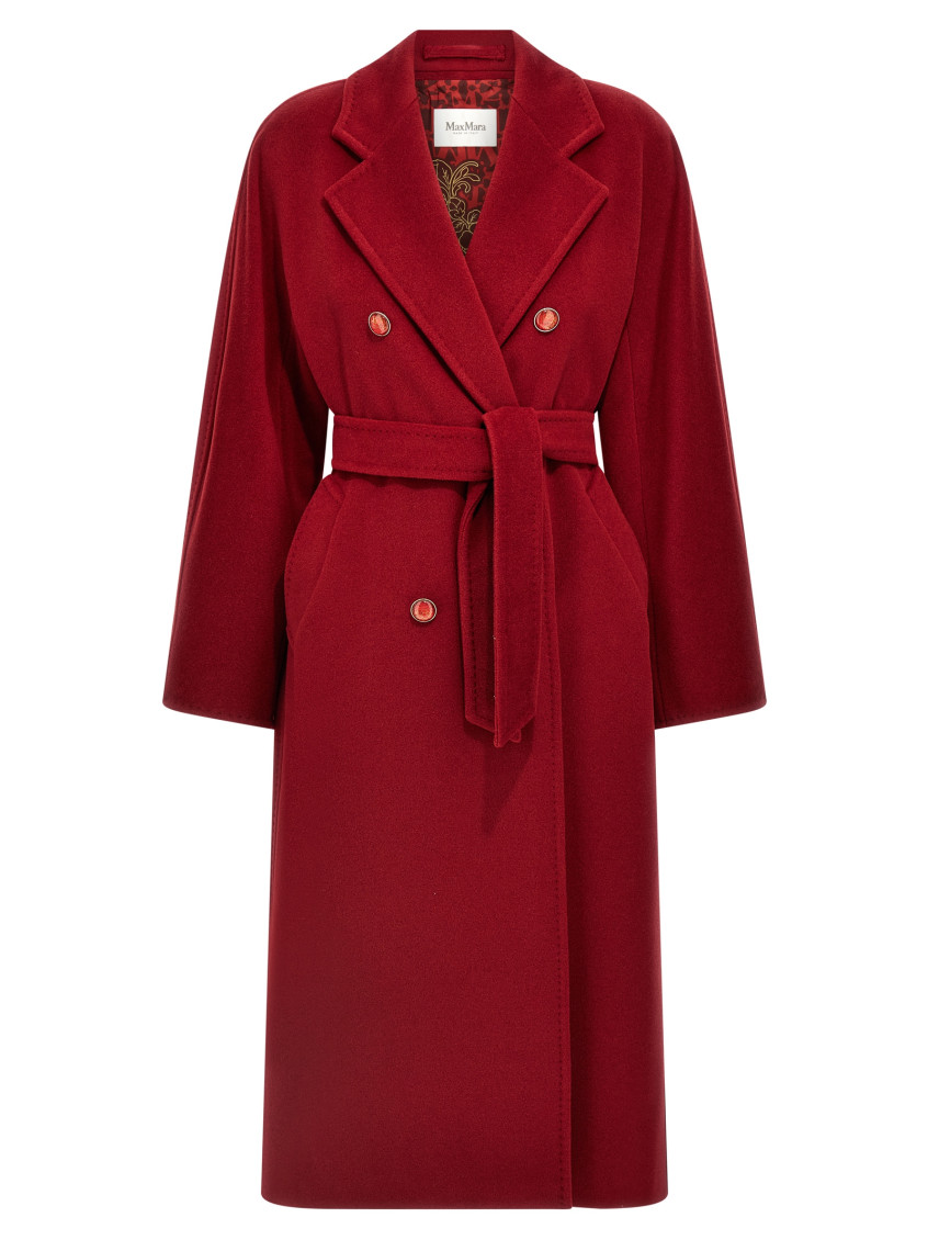 Max Mara Ticino Beaver Double Breasted Coat In Red