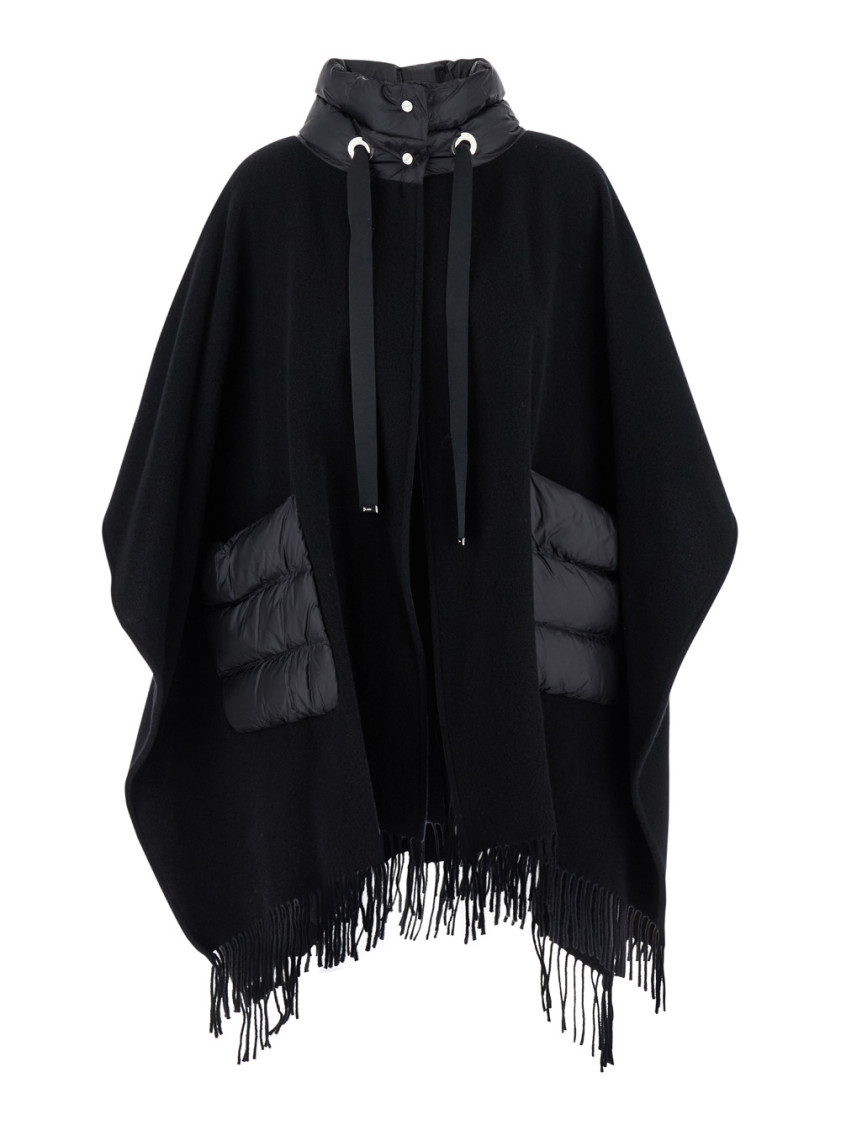 Herno Black Wool And Nylon Cape