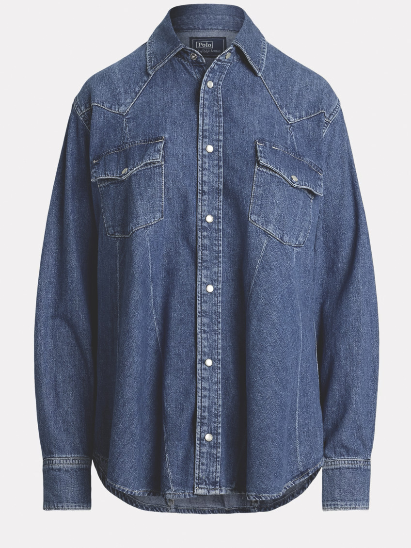 Ralph Lauren Long Sleeve Denim Shirt In Blue