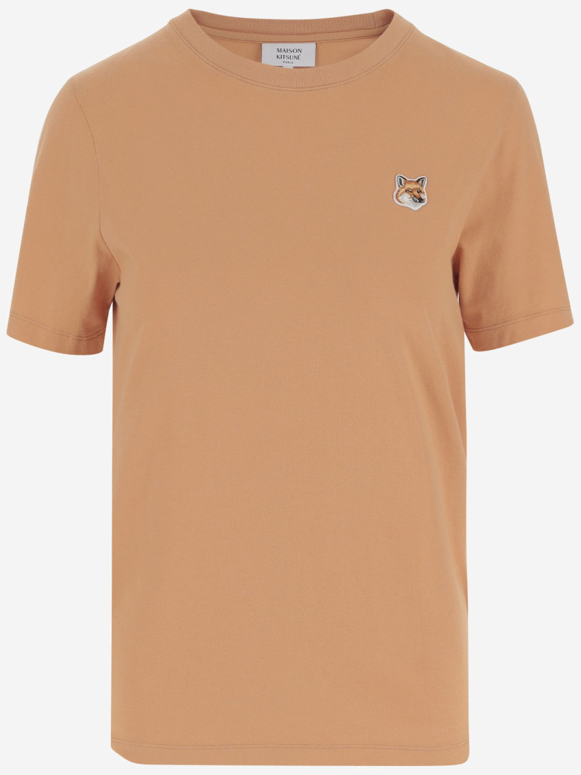 Maison Kitsuné Cotton T-shirt With Fox Patch In Orange