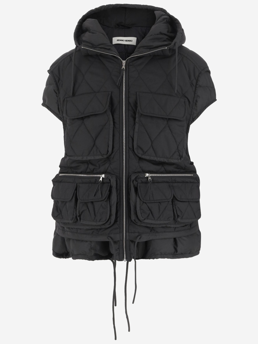 Ienki Ienki Nylon Padded Vest With Adjustable Hem In Black