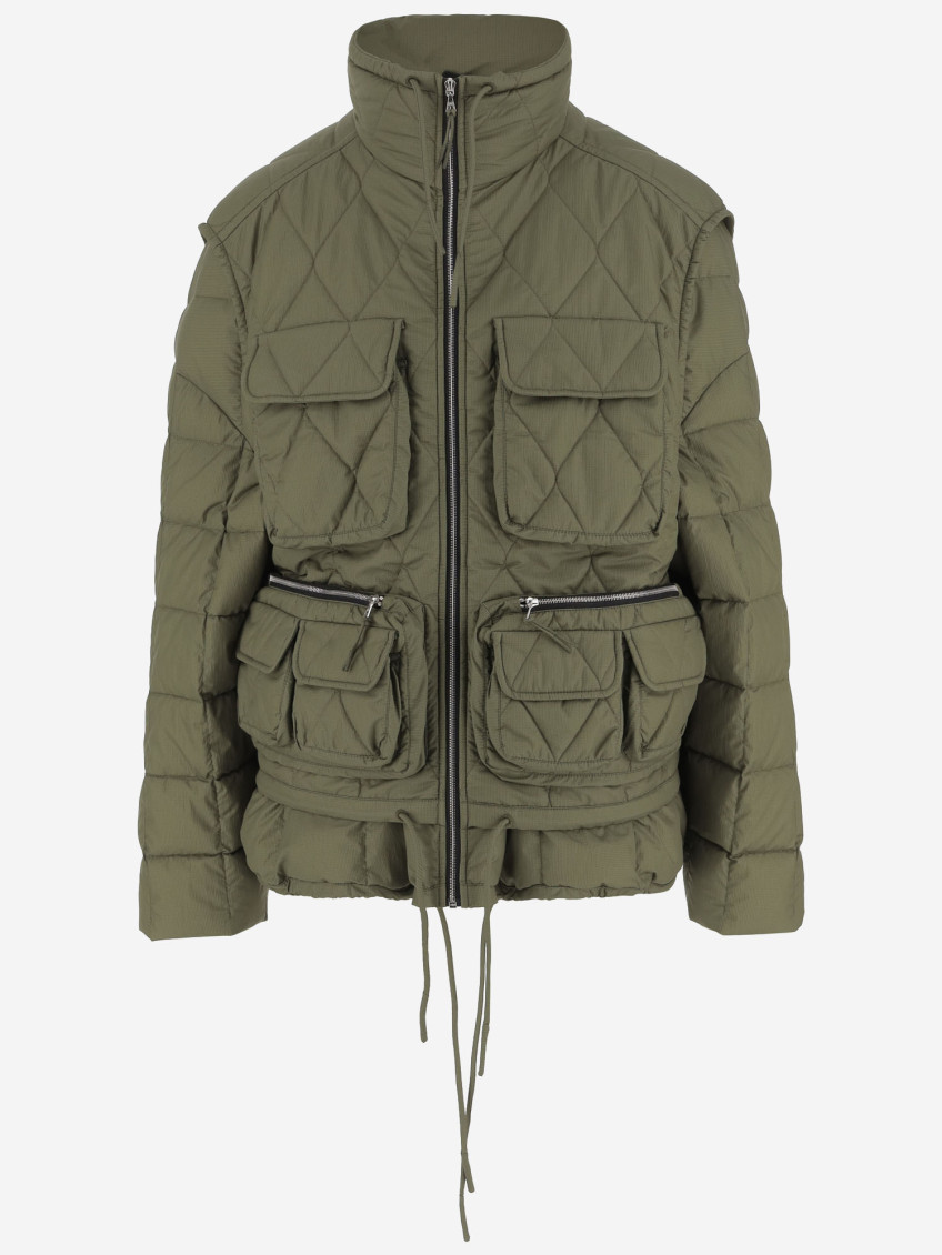 Ienki Ienki High Neck Padded Nylon Jacket In Green