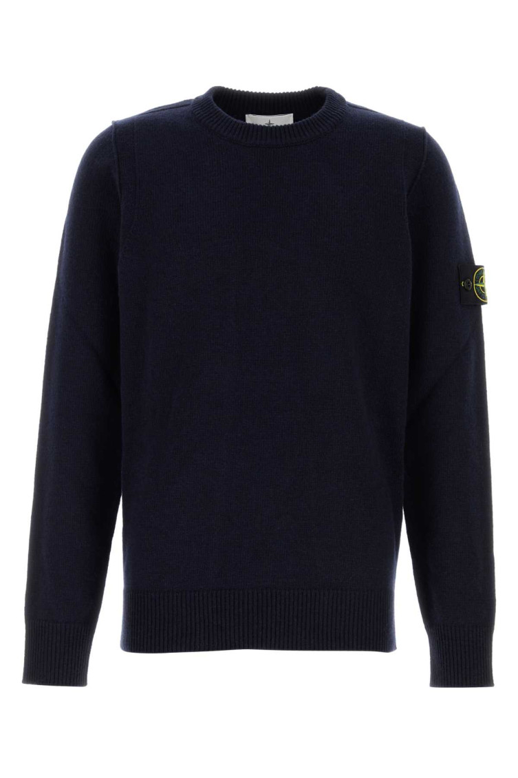 Stone Island Lightweight Wool Crew Neck Pullover In Blue