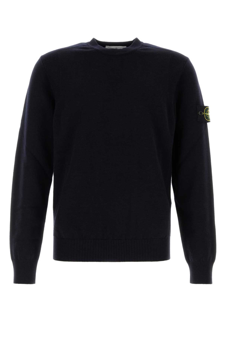 Stone Island Midnight Blue Wool Blend Sweater