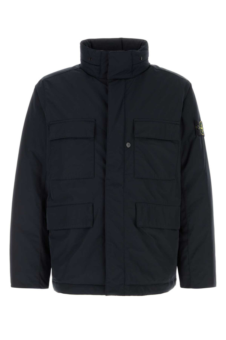Stone Island Padded Field Jacket With Anti-drip And Snap Pockets In Black