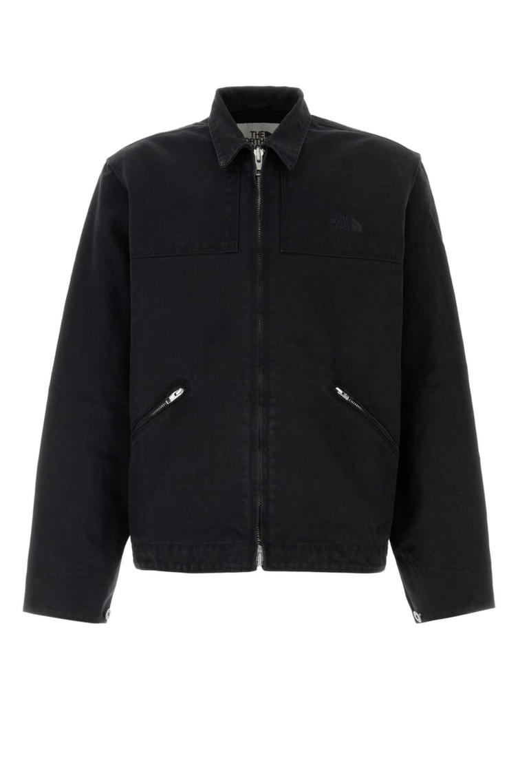 The North Face Black Cotton Jacket With Classic Collar In Black