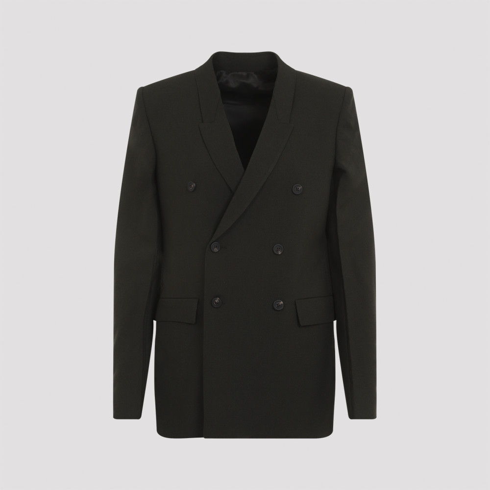 Shop Rick Owens Dark Green Double-breasted Jacket