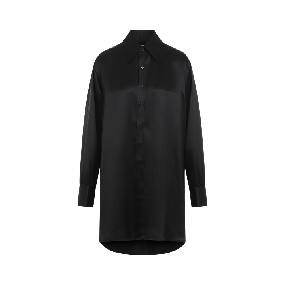 Maison Margiela Black Oversized Shirt With Oversized Collar In Silk Woman In Black