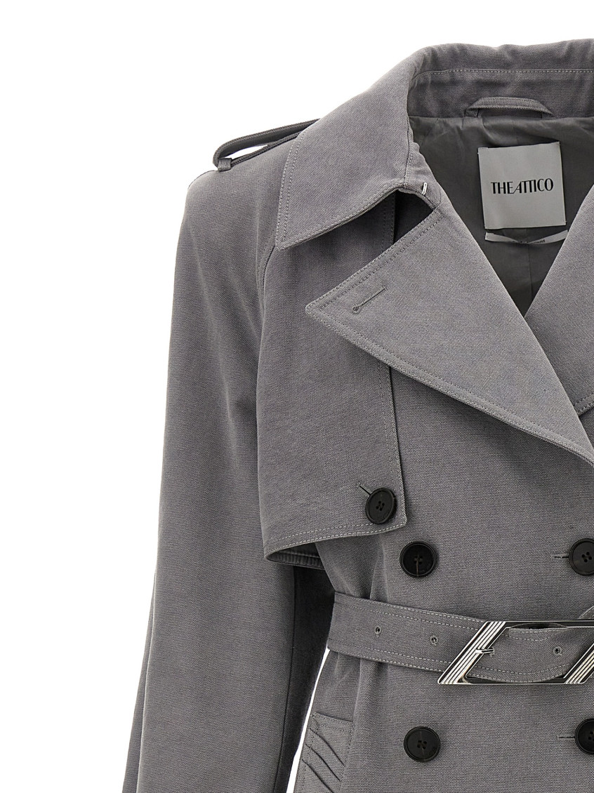 コート THE ATTICO Double-breasted trench coat Gray The Attico Grey Double-breasted Trench Coat for Women Online