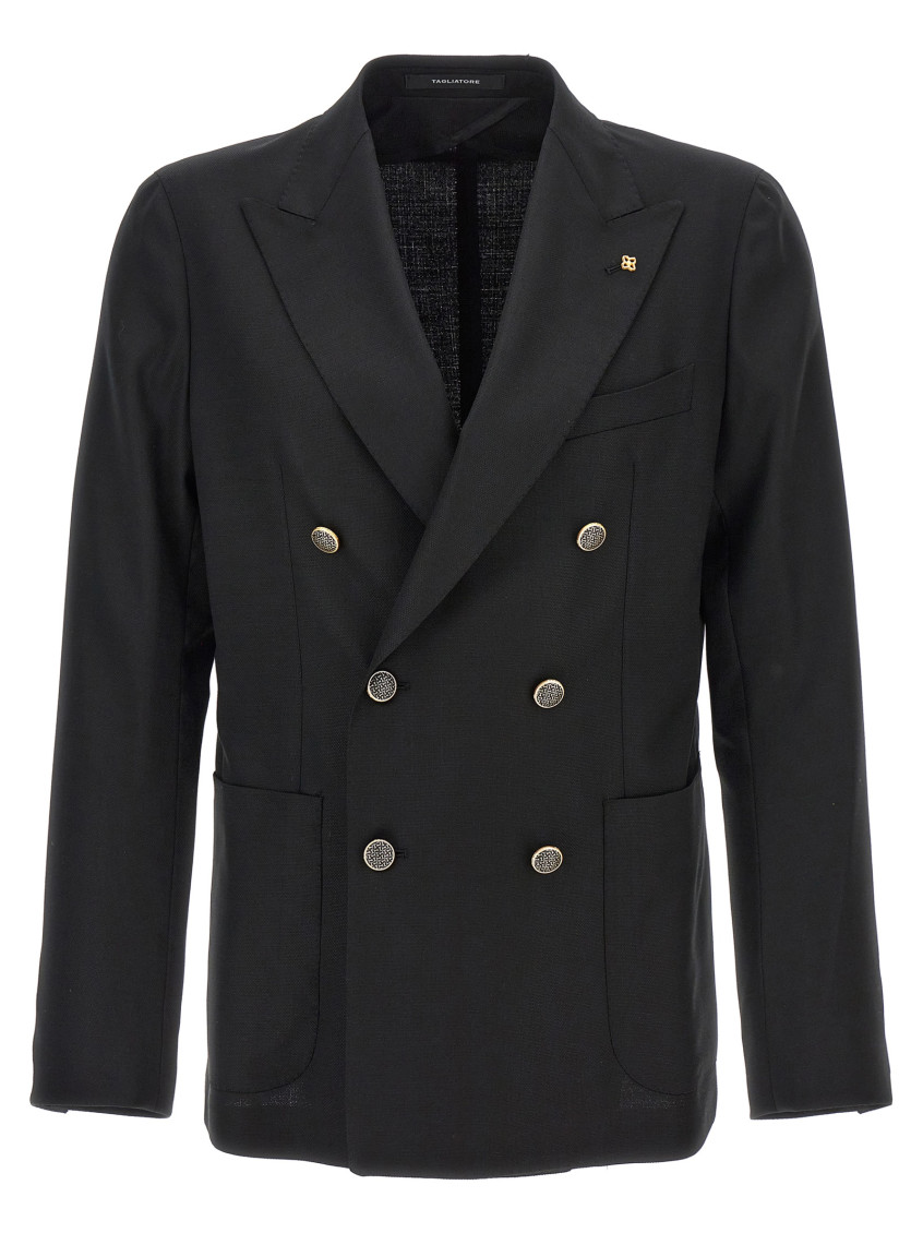 Shop Tagliatore Black Montecarlo Blazer