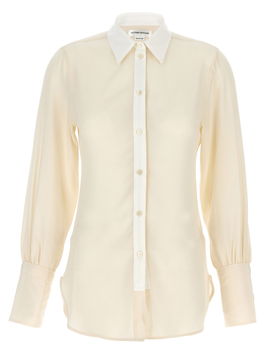 Victoria Beckham White Contrast Details Shirt for Women Online USA 