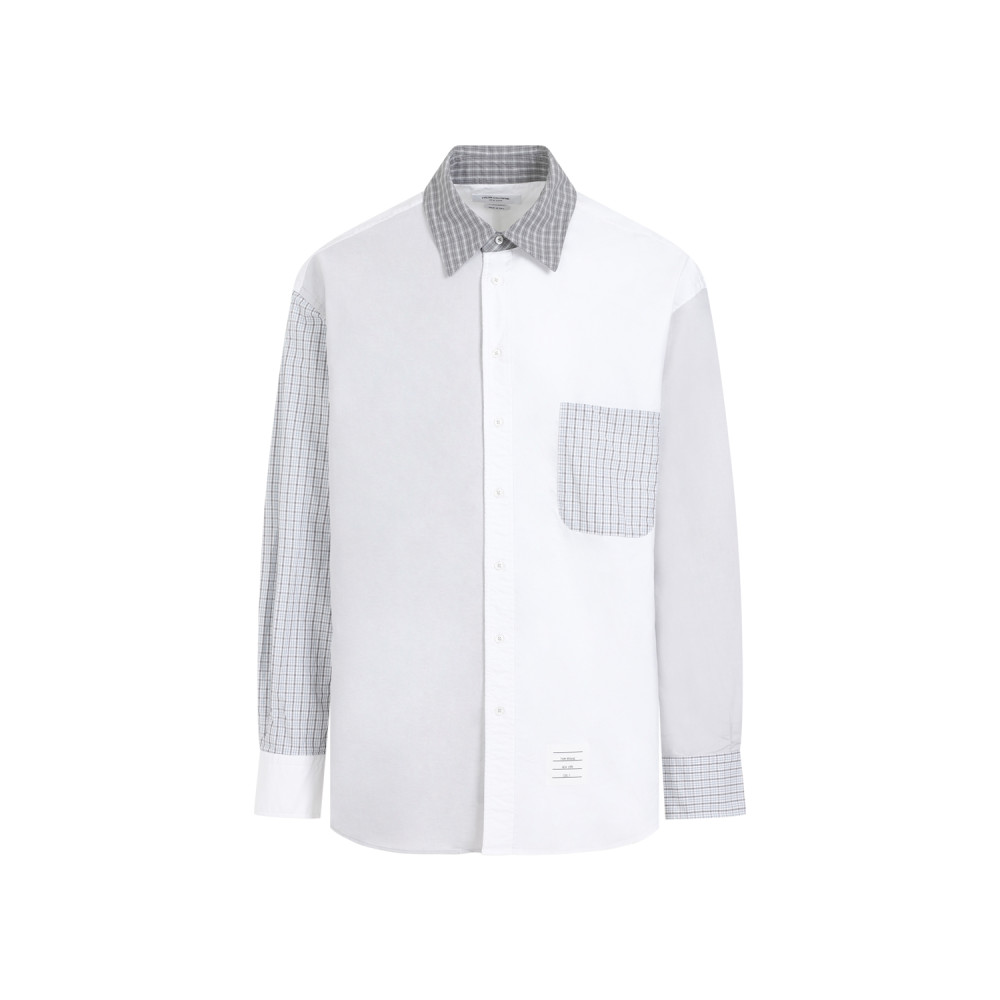 Thom Browne White Cotton Funmix Oversized Long Sleeve Shirt In White