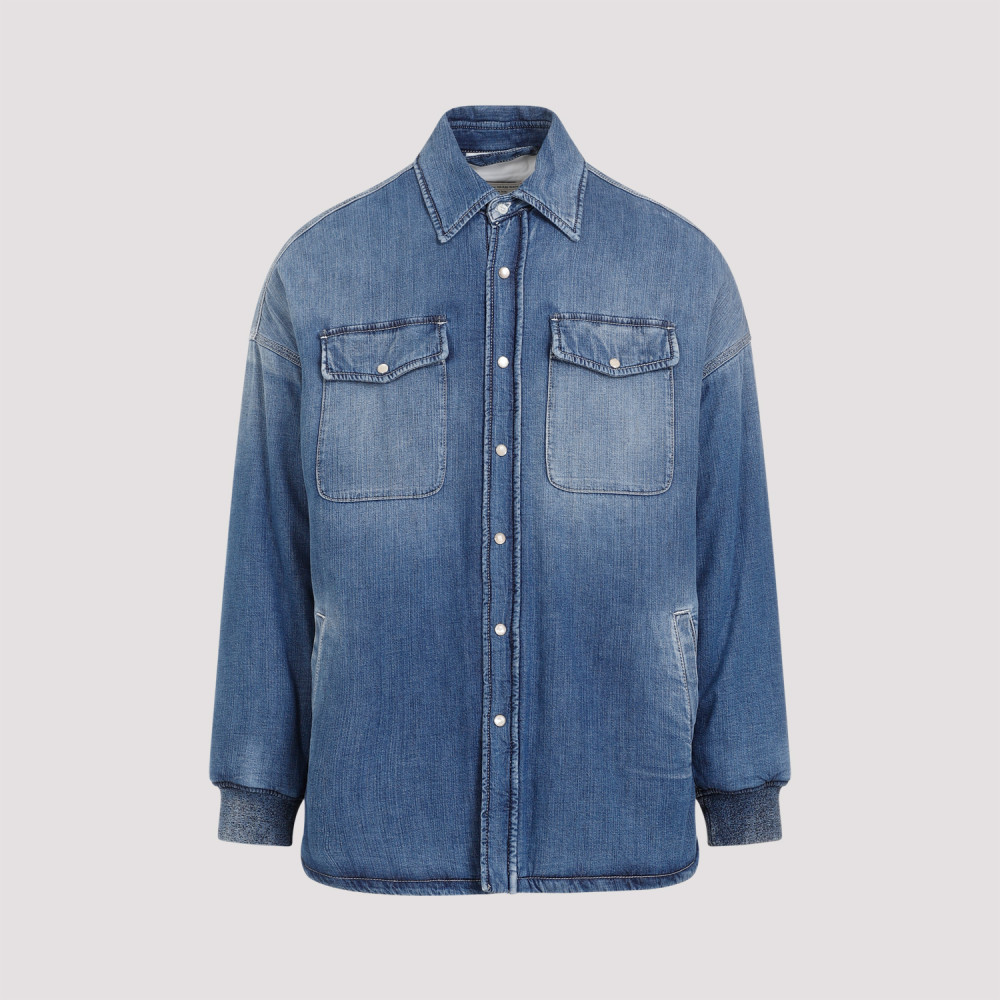 シャツ Alexander McQueen Quilted Denim Shirt Alexander Mcqueen Blue Quilted Denim Shirt for Men Online
